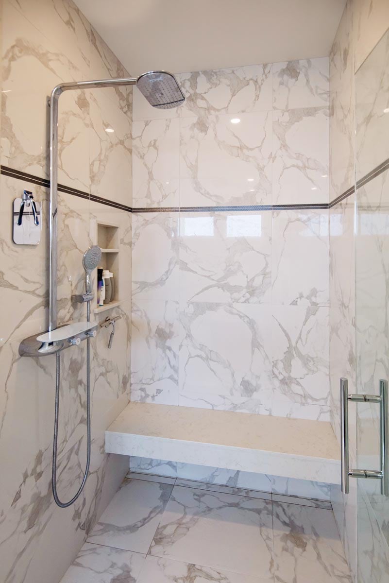 marble tile shower surround
